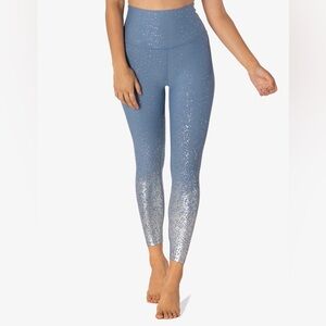 Beyond Yoga Alloy Ombré High Waisted Midi Leggings - Serene Blue/Shiny Silver